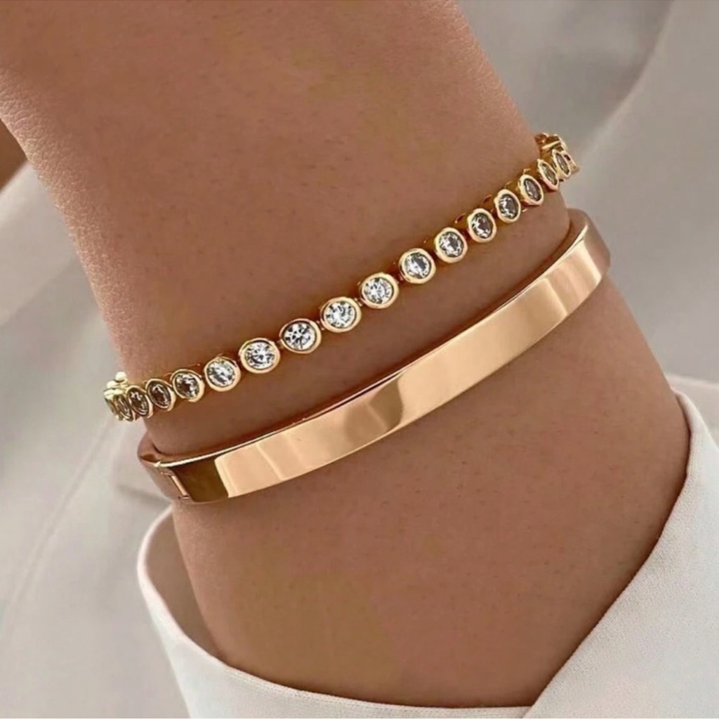 Luxe Rhinestone Minimalist Bracelet Set